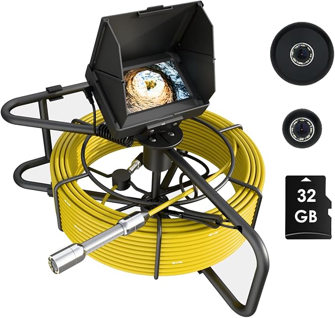 Sewer Camera 10m/32ft, 4.3" Pipe Snake Camera with DVR Function, Drain Plumbing Inspection with LED Light, 17mm/0.67in Waterproof Industrial Endoscope for Home Wall Duct Drain Pipe (10m/32ft)