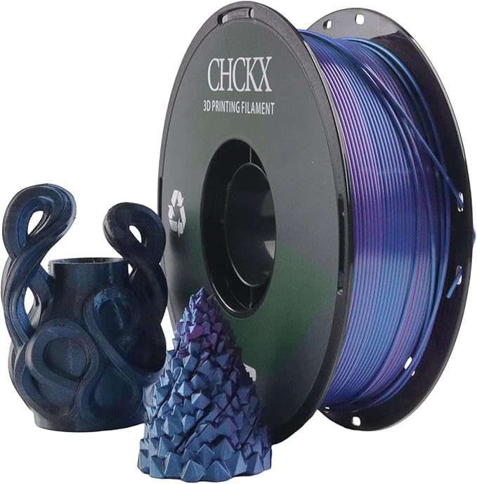 PLA 3D Printer Filament, Triple Color Silk PLA Filament, Dimensional Accuracy +/- 0.02 mm, 1 kg Spool(2.2lbs), 1.75 mm, Black Blue Purple