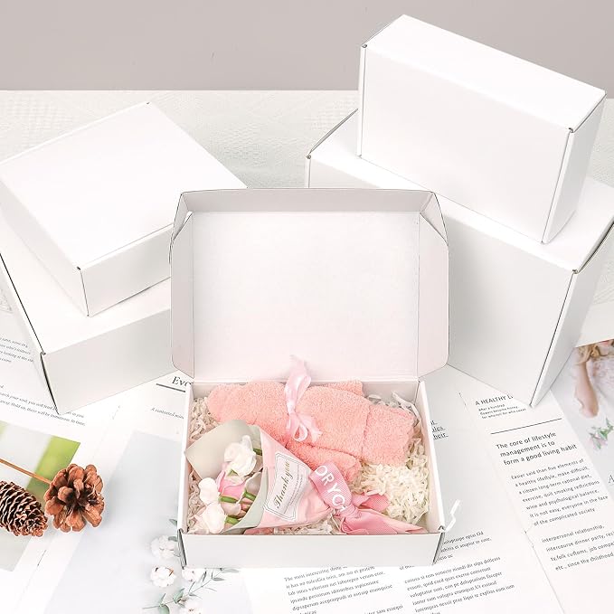 White Shipping Boxes Medium 10x8x2 Inches, 40 Pack Corrugated Cardboard Mailer Boxes for Packaging Small Business Mailing Gift