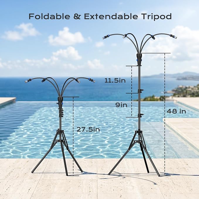 Portable 4 Gallon Misting System with 15000mAh Rechargeable Pump, Stand, 33FT Hose – Powerful Outdoor Water Bucket Misters for Outside Patio Cooling, Backyard, Canopy, Sports, Greenhouse, Camping