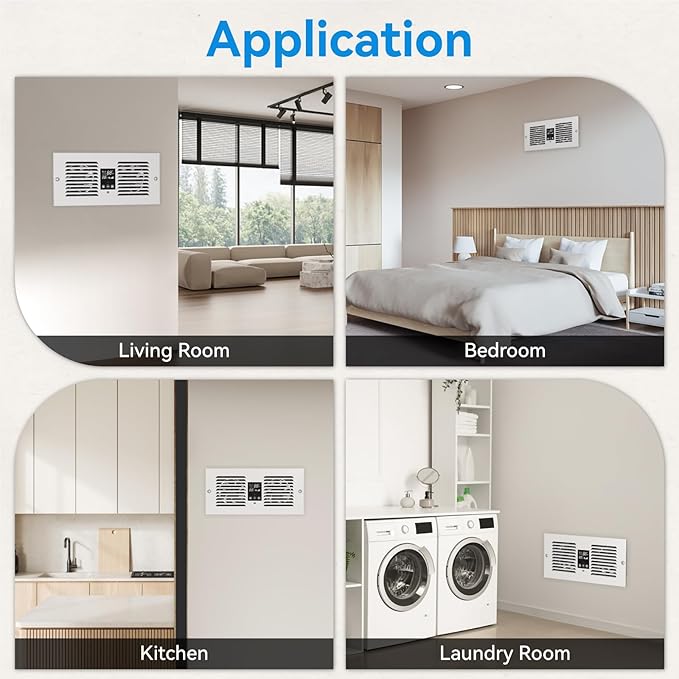 Room to Room Fan with Remote Control, 300CFM Through Wall Vent Fan with Temperature Control, 5-Speed Circulating Ventilation, for Kitchen, Laundry, Hardwired, RTR300-CV