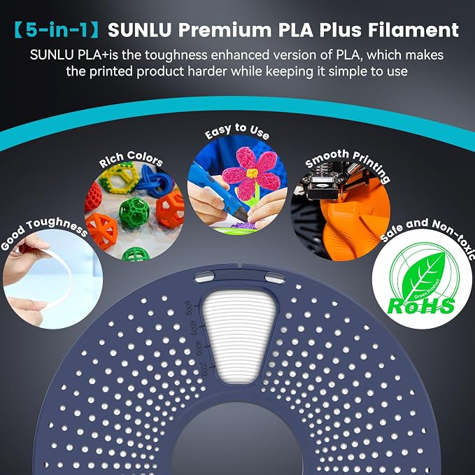 SUNLU 3D Printer Filament PLA Plus 1.75mm, SUNLU Neatly Wound PLA Filament 1.75mm PRO, PLA+ Filament for Most FDM 3D Printer, Dimensional Accuracy +/- 0.02 mm, 1 kg Spool(2.2lbs), Coffee Brown