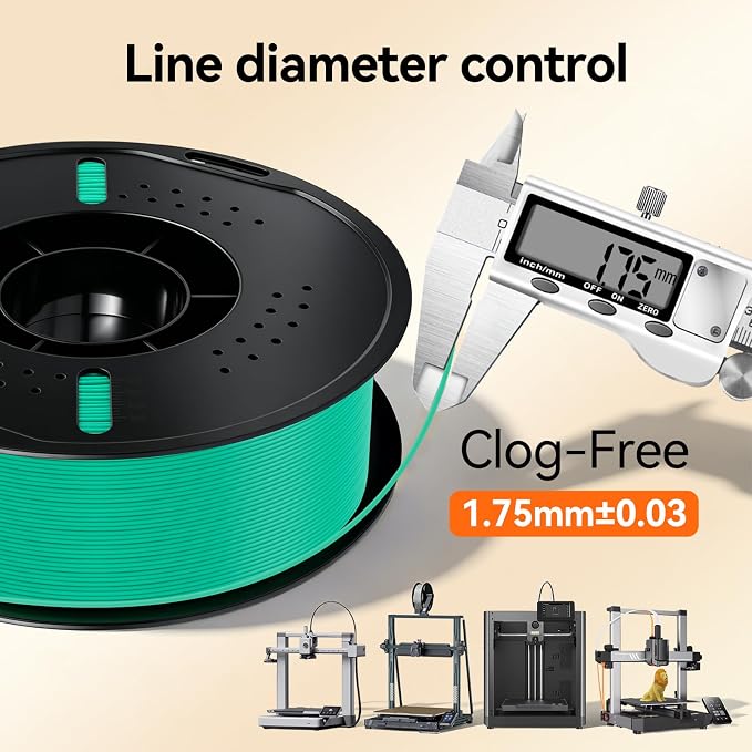 Kingroon PLA Plus（PLA+） 3D Printer Filament, Dimensional Accuracy +/- 0.03 mm, 1 kg Spool(2.2lbs), 1.75 mm, Green