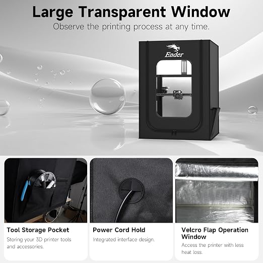 Creality Official 3D Printer Enclosure, Constant Temperature Protective Cover Fireproof Dustproof 480 * 600 * 720mm for Ender 3 V3 SE/Ender 3/Ender 3 V2/Ender 3 V2 Neo/Ender 3Pro/Ender 3Neo/Ender 3S