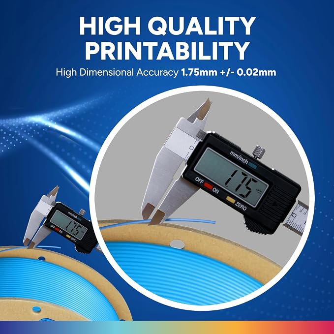 OVERTURE PLA Plus (PLA+) Filament 1.75mm, Stronger & More Durable, Professional Toughness 3D Printer Filament 1kg (2.2lbs), High Precision +/- 0.02mm, Tangle-Free (Digital Blue, 2-Pack)