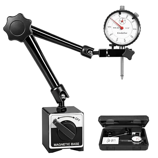 Dial Indicator with Magnetic Base, 0-1 inch Dial Test Gauge Indicators Graduation 0.001",132lbs Mag Base Runout Gauge Set