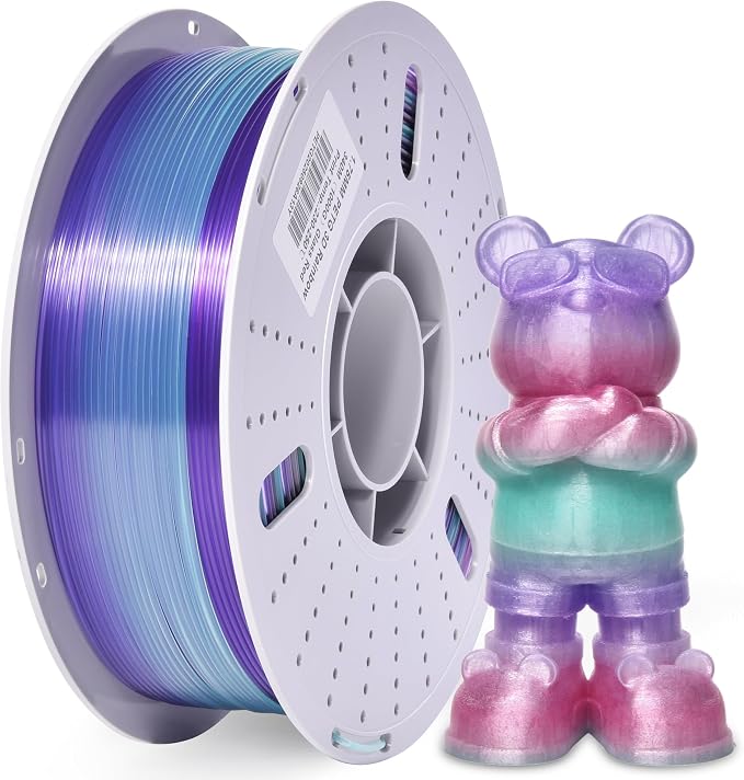 PINBALL PETG Rainbow 3D Printer Filament 1.75mm, Multicolor Translucent PETG Filament, Accuracy +/- 0.02 mm, 1kg Spool (2.2lbs), Liuli red