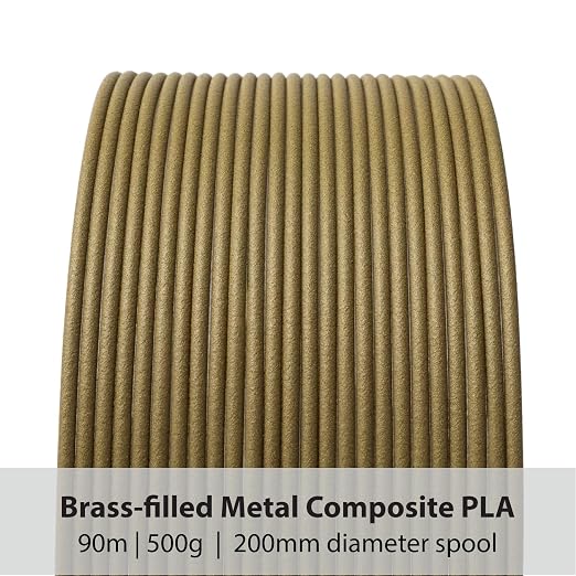 Protopasta Brass Filled PLA 3D Printer Filament | ProtoPlant Metal-Filled PLA Plastic Printer Filament with 60% Brass | Polish and Patina Friendly Metal Composite Filament | 500g Metallic Spool
