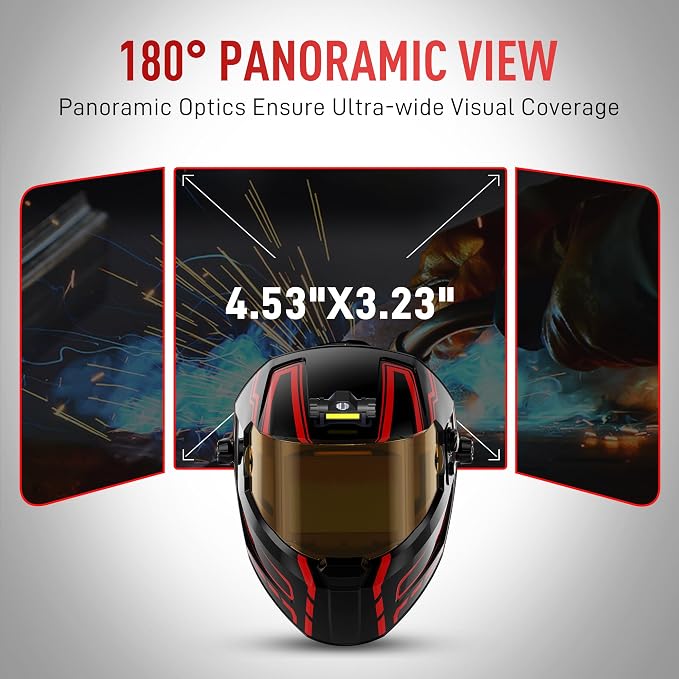 ANDELI Auto Darkening Welding Helmet-Full Digital Filter with Internal Display, 7.2"x3.2" Extra Wide Panoramic View, Type-C Fast Charging True Color Wide Shade 4/5-9/9-13 for Weld Cut Grind