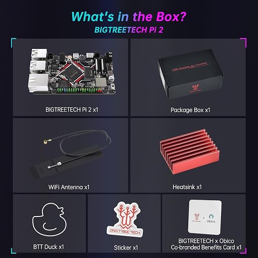 BIGTREETECH Pi 2 Control Board 2GB RAM Quad-Core Support DSI CSI WiFi, BTT Pi 2 Support Kraken Octopus/Pro/Max EZ SKR Series Control Board to Run Klipper VS Raspberry-Pi 4/3B for i3/CoreXY 3D Printer