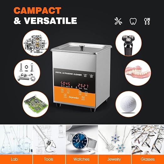 Ultrasonic Cleaner 2L, Digital Ultra Sonic Parts Cleaner with Heater & Timer 40kHz SUS 304 Stainless Steel Lab Sonic Cleaner 110V for Professional Tools,Metal Parts,Jewelry,Eyeglasses