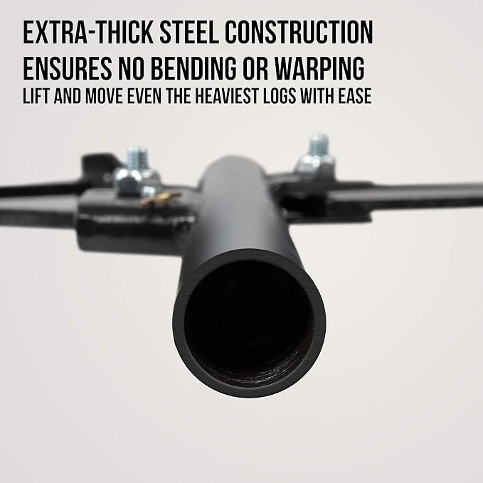 Right Hand Timberjack Triple Thick Log Lifter that Never Bends, Heavy-Duty Log Jack Helps You Lift, Move & Chainsaw Timber, Lumber & Wood, Grip Handle, Thick Heavy Steel Body, Adjustable Hook