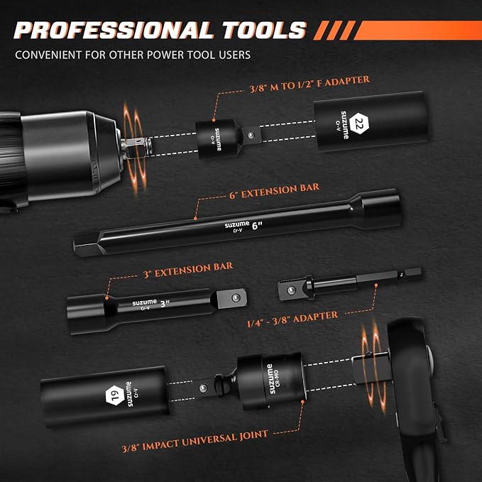 SUZUME 3/8" Drive Impact Socket Set & 3PCS Torque Wrench Set