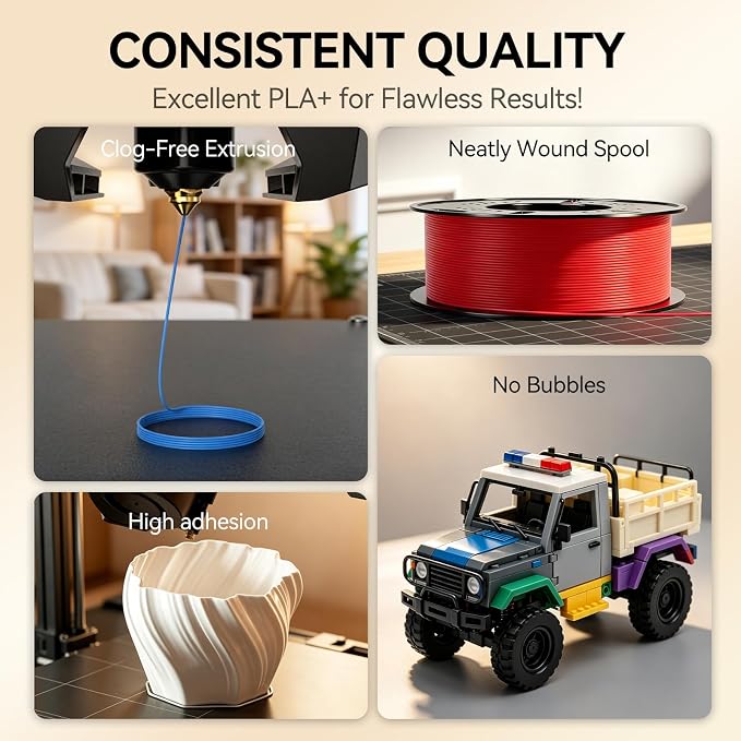 Kingroon PLA Plus 3D Printer Filament,PLA+ 16 Rolls,Dimensional Accuracy +/-0.03mm,16kg Spool(35.3lbs),1.75 mm,2White 2Grey 2Black Red Blue Green Yellow Silver Skin Purple Transparentwhite Orange Gold