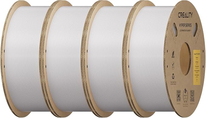 Creality Hyper PETG Filament 1.75mm Bundle 4KG, High-Speed PETG for 30–600mm/s Printing, Low Stringing, Strong Layer Adhesion, +/- 0.03mm Accuracy,Fits for Most FDM 3D Printers(White 4-Pack)