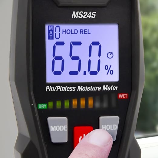 Triplett MS245 Pin/Pinless Moisture Meter for Wood and Building Materials with Audible Indicator