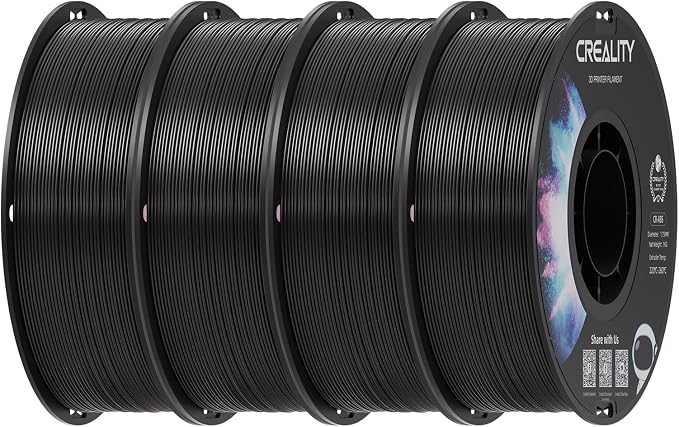Creality ABS Filament 1.75mm Black 4 kg, 3D Printer Filament Bundle, Excellent Resistance, Odorless Non-Toxic, Stability, Tough, 4 Pack(8.8 lbs) (Black 4-Pack)