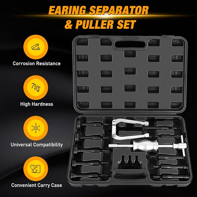 GOOACC 16pcs Blind Hole Bearing Puller Kit, Slide Hammer Pilot Insert Inner Internal Removal Tool Blind Hole Collet Bearing Set, Heavy Duty Blind Bearing Race and Seal Puller Extractor Kit Black Case