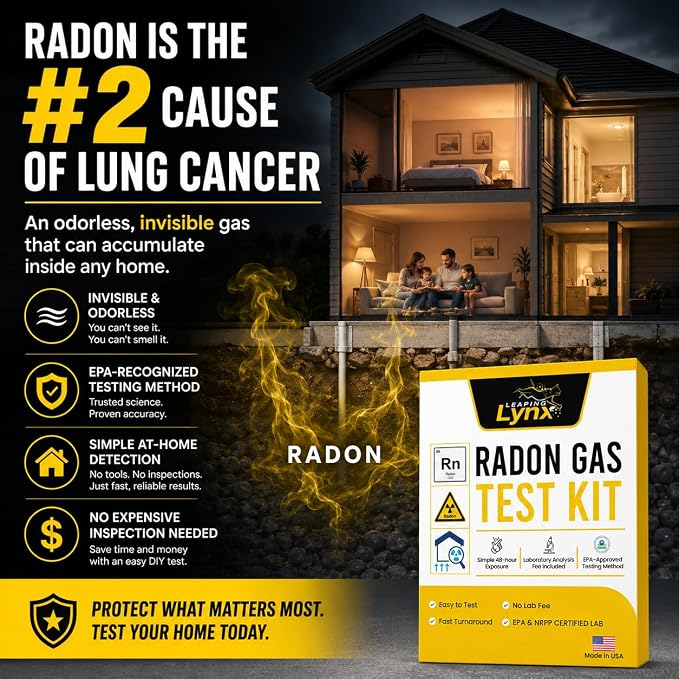 EPA-Approved Radon Test Kit for Home, Lab Analysis Included | Detects Radon Gas Levels in Basements & Living Spaces | Easy-to-Use Air Quality Test with Lab Report & Discounted Shipping| Radon Detector