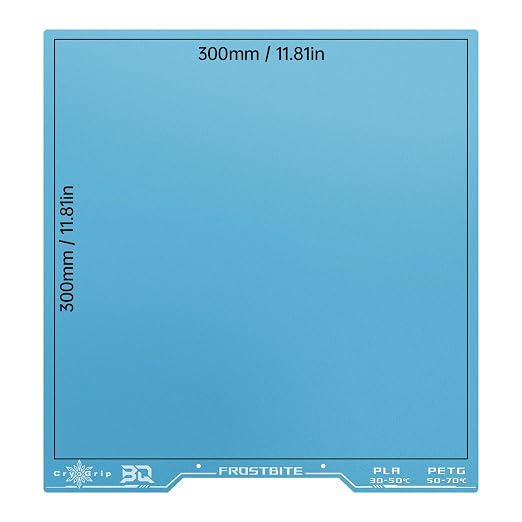 BIQU CryoGrip Pro Frostbite Build Plate for Voron 300, Qidi Plus 4 3D Printers, Cold Build Plate, Room Temperature Printing, Double-Sided Textured Sheet, 300x300mm, 1 Piece