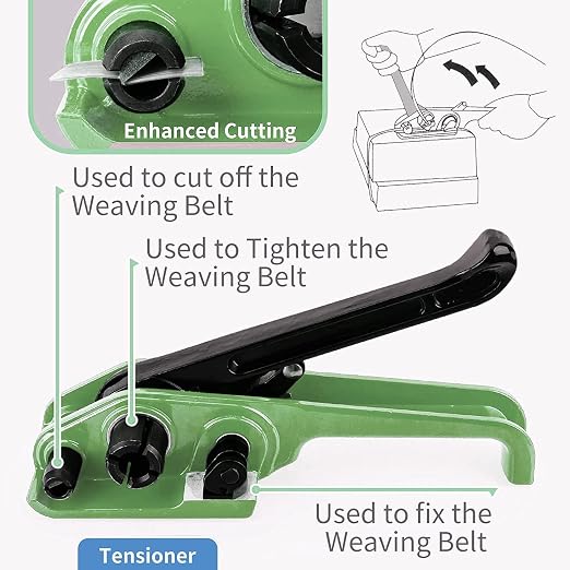Heavy Duty Hand Pallet Strapping Banding Kit - 3/4" x 320' Woven Cord Strapping, 2000 lbs Break Strength, Polyester Cord Strapping Tensioner, 50pcs Reusable Buckles, Strapping Kit for Packing