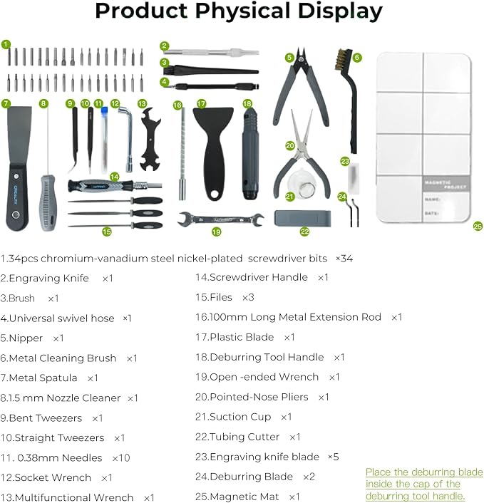 Creality 3D Printer Tool Kit, 74Pcs 3D Printing Tool Wrap Kit Assembly/Removal/Filament Cutting Set 3D Printer Accessories for All FDM Printers Cleaning Finishing Printing