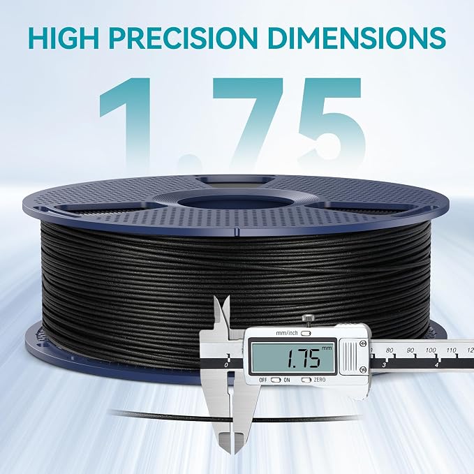 SUNLU Carbon Fiber PLA, Strong and Lightweight PLA 3D Printer Filament, PLA Filament 1.75mm Dimensional Accuracy +/- 0.02 mm, Neatly Wound 3D Printing Filament, 1KG Spool. (Black)