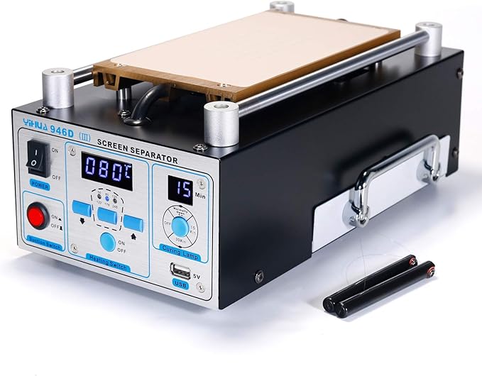 YIHUA 946D-III Digital LCD Screen Separator 5V 1A USB Power Supply & UV Curing Lamp with Built-in Long-Lasting Vacuum Pump for Mobile Phones & Smartphones °F /°C (19.8 cm x 11 cm/ 7.8" x 4.3" ±0.05)