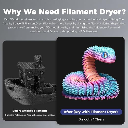 2026 New Official CREALITY Space Pi Filament Dryer Plus, 2 Spools Double 360° 160W PTC Fast Heating 3D Printer Filament Dryer Box, 4''LCD Touch Screen, One-Key Set Filament Drying for PLA PETG ABS TPU