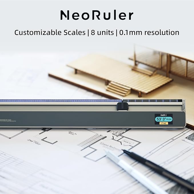 NeoRuler Digital Scale Ruler and NeoReading Kit Bundle - 12 inch Smart Scale Ruler with NeoPointer and NeoMagnifier for Detailed Reading