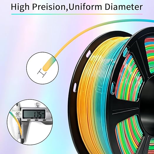 Geeetech Rainbow PLA Filament 1.75mm, 3D Printer Multicolor Filament, Color Changing Filament 1kg (2.2lbs) 1 Spool, Dimensional Accuracy +/- 0.02 mm