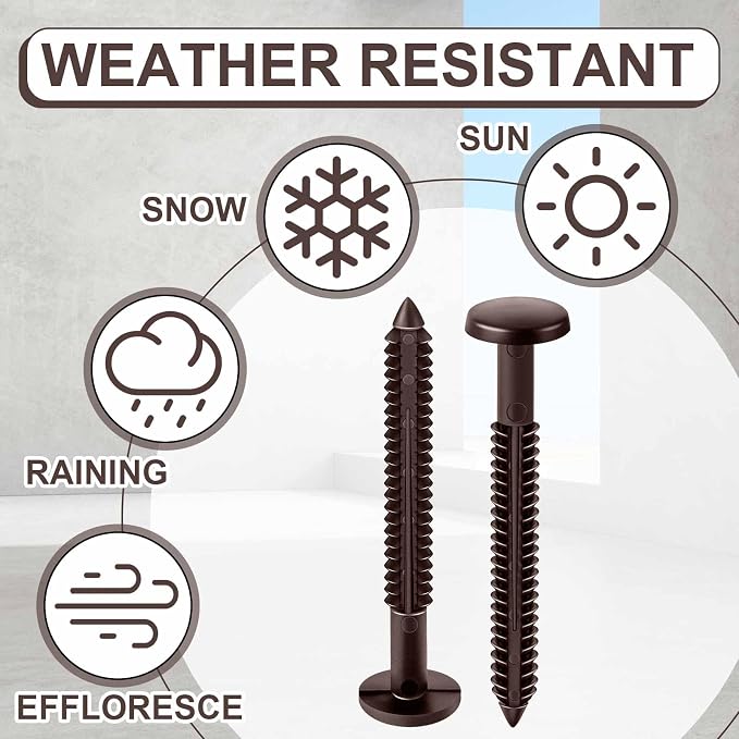 Blulu 1 Pcs 3 Inch Vinyl Shutter Fastener Window Panel Peg Lok Pin Pegs Screws Shutter Spikes Anchor (Federal Brown)