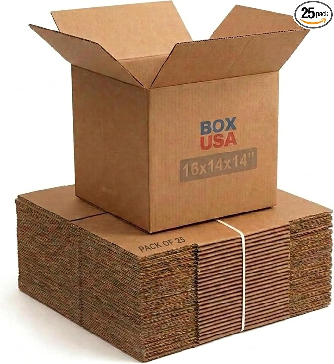 BOX USA Shipping Boxes 16"L x 14"W x 14"H, 25-Pack Medium Corrugated Cardboard Boxes for Shipping, Mailing, Packing, Packaging and Storage