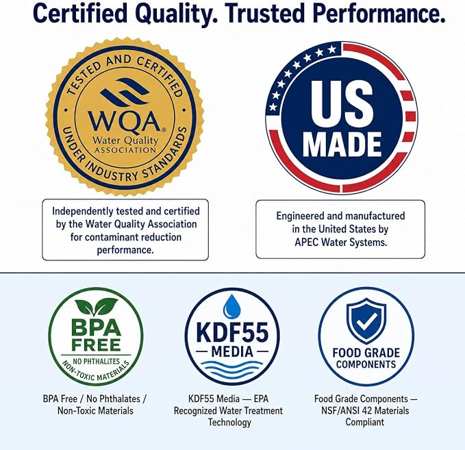 APEC Water FI-KDF55-10BB GAC Carbon Water Filter Whole House Replacement Cartridge; Heavy Metals, Chlorine & Bacteria Reduction, 4.5" x 10"