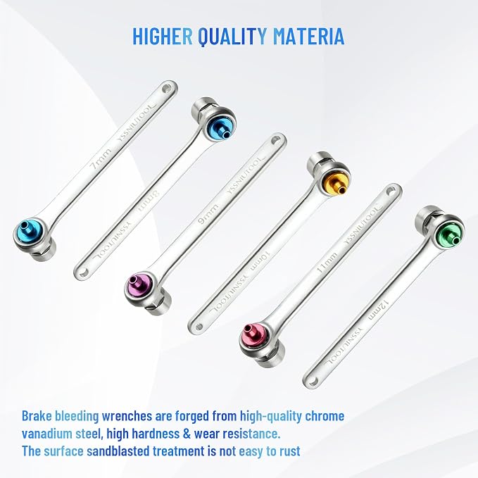 Brake Bleeder Wrench Set, Brake Bleeding Wrench Set with Non-Return Check Valve,Includes Six Bleeder Wrench Sizes(7mm 8mm 9mm 10mm 11mm 12mm)