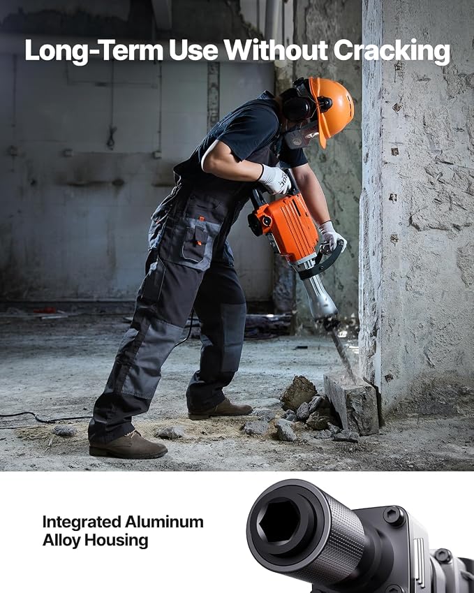 VEVOR Demolition Jack Hammer, MAX 2200W Electric Jackhammer Heavy Duty, 1400 BPM Concrete Breaker 4pcs Chisels Bit Chipping W/Case, Gloves