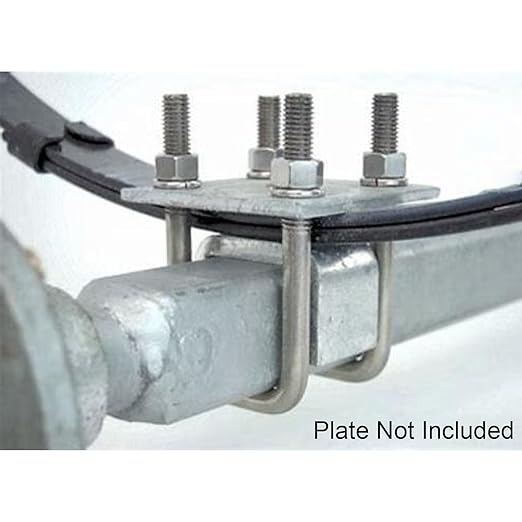 Square U Bolt and Hardware for Boat Trailer, Galvanized Steel, 1/2" Diameter x 3-1/16" x 7-5/16" for 3x3 Beam (4 Pack)