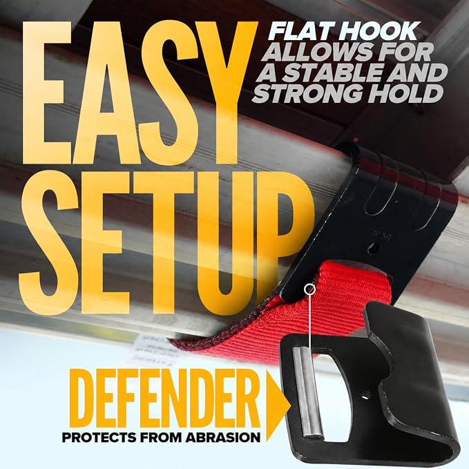 US Cargo Control Flat Hook Ratchet Straps 4” x 30’ (2-Pack), 5,400 LBS Working Load Limit, Red 4 Inch Ratchet Straps with Black Flat Hooks, Professional 4 Inch Straps for Flatbed Trailers