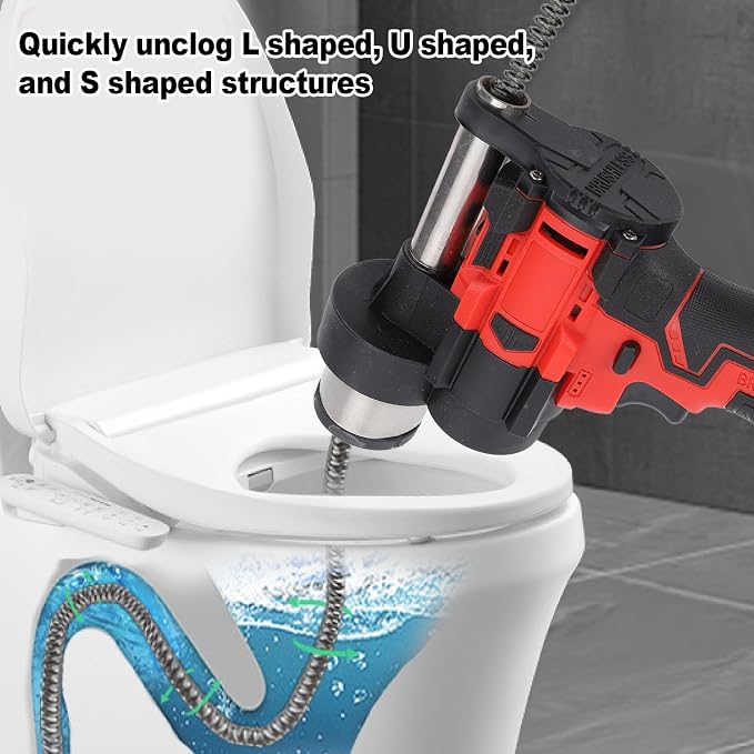 Luqeeg Electric Drain Snake, Handheld Brushless Drain Auger Electric Pipe Clog Remover with 4.5m Steel Cable Portable Drain Cleaning Machine for Bathroom Drain, Kitchen Sink, Sewer Pipe