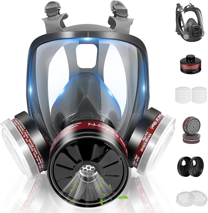 Reusable Full Face Cover Set for Chemicals,Sanding,Polishing,Paint,Epoxy Resin,Spray Painting,Woodworking,Welding Work