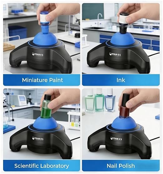 FOUR E'S SCIENTIFIC Vortex Mixer 5600rpm, Paint Shaker Lab Mini Vortex Mixer with Touch Function, Brushless Motor and an Extra Silicone Cap for Acrylic Miniature Hobby Model Paints Nail Polish Ink