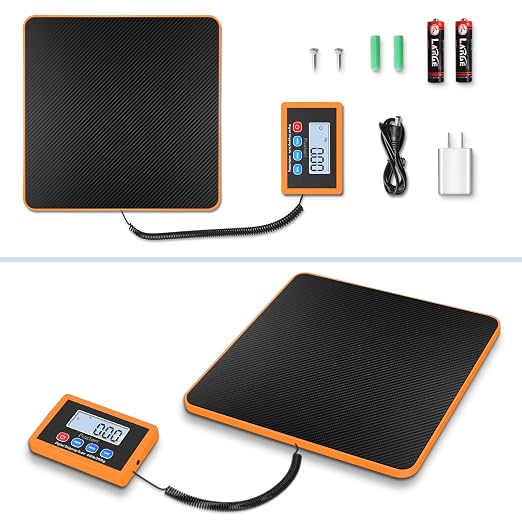 Fuzion Shipping Scale, 440LB x 10g Accurate Digital Postal Scale, Hold/Tare | Carbon Fiber Platform, Digital Shipping Scale for Packages, Luggage, Mailing, Small Pet, Battery & AC Adapter Included