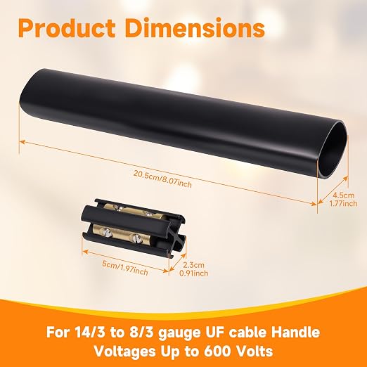 Underground Wire Splice Kit Connectors and Heat Shrink Tube Electrical Cable Direct Buried Uf Wire for 14/3 to 8/3 Range Handle Voltages Up to 600 Volts (3Set)
