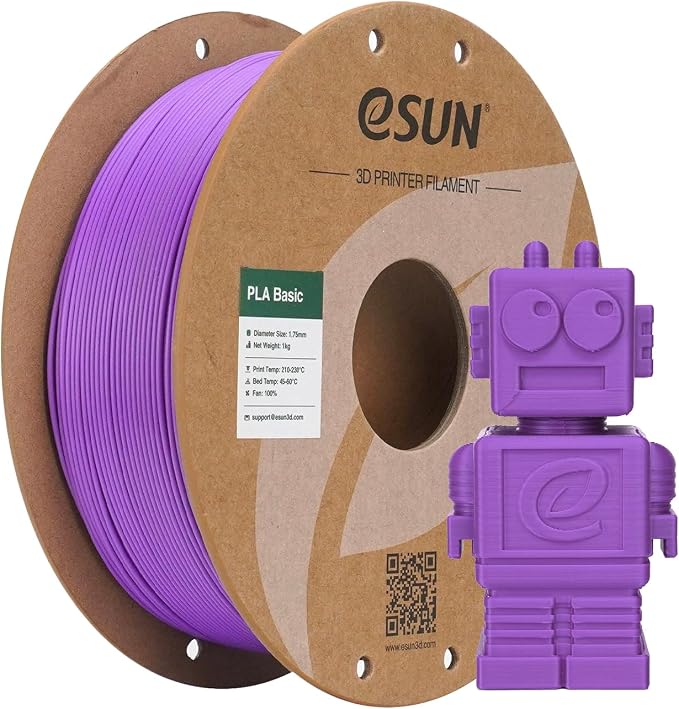 eSUN PLA Basic Filament 1.75mm, 3D Printer Filament High Speed PLA for Fast Printing, 1KG Spool (2.2 LBS) 3D Printing Filament for High Speed 3D Printers, Grape Purple