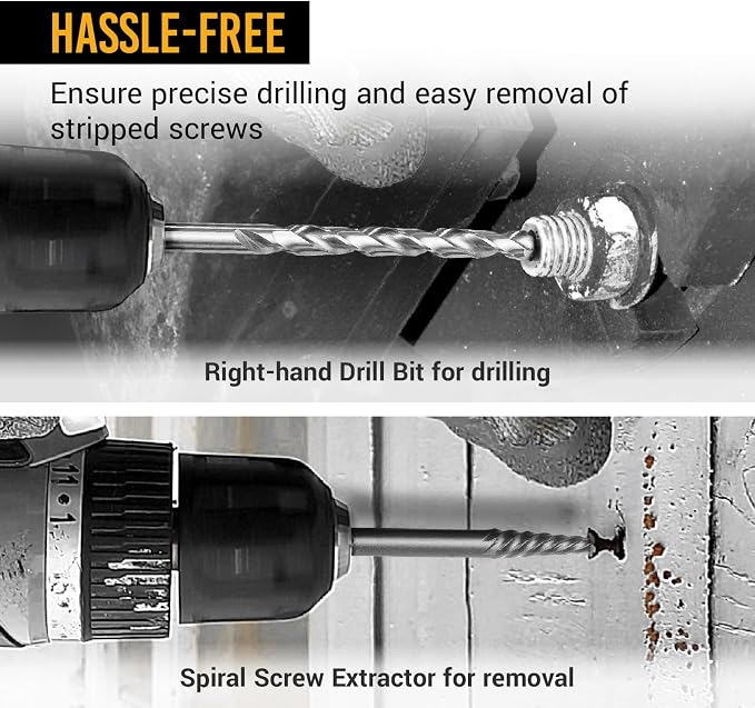 EWK 26-Piece Screw and Bolt Extractor Set, Spiral Screw Extractors, Twist Drill Bits, and Bolt Extractor Sockets for Stripped Screws, Broken Bolts, Rusted Fasteners, and Damaged Hex Heads