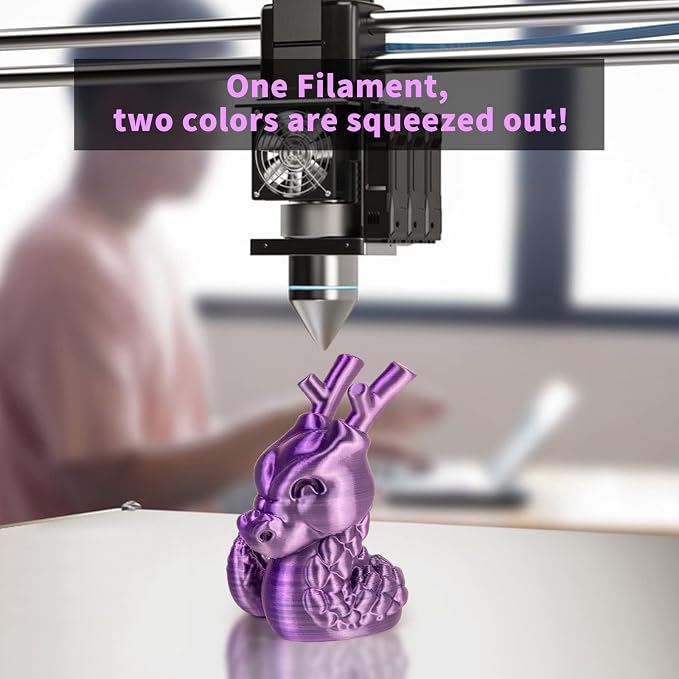iSANMATE 3D Printer Filament, PLA Filament 1.75mm Dual Color Filament, Shiny Silk PLA Coextruded Filament, 3D Printing Filament Magic PLA,1 kg/Spool (Purple and Pink)