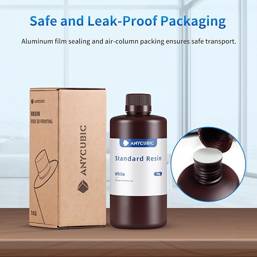 ANYCUBIC 3D Printer Resin Bundle, 405nm SLA UV-Curing Resin with High Precision and Quick Curing & Excellent Fluidity for LCD 3D Printing (4Packs*1kg White, 4kg in Total)