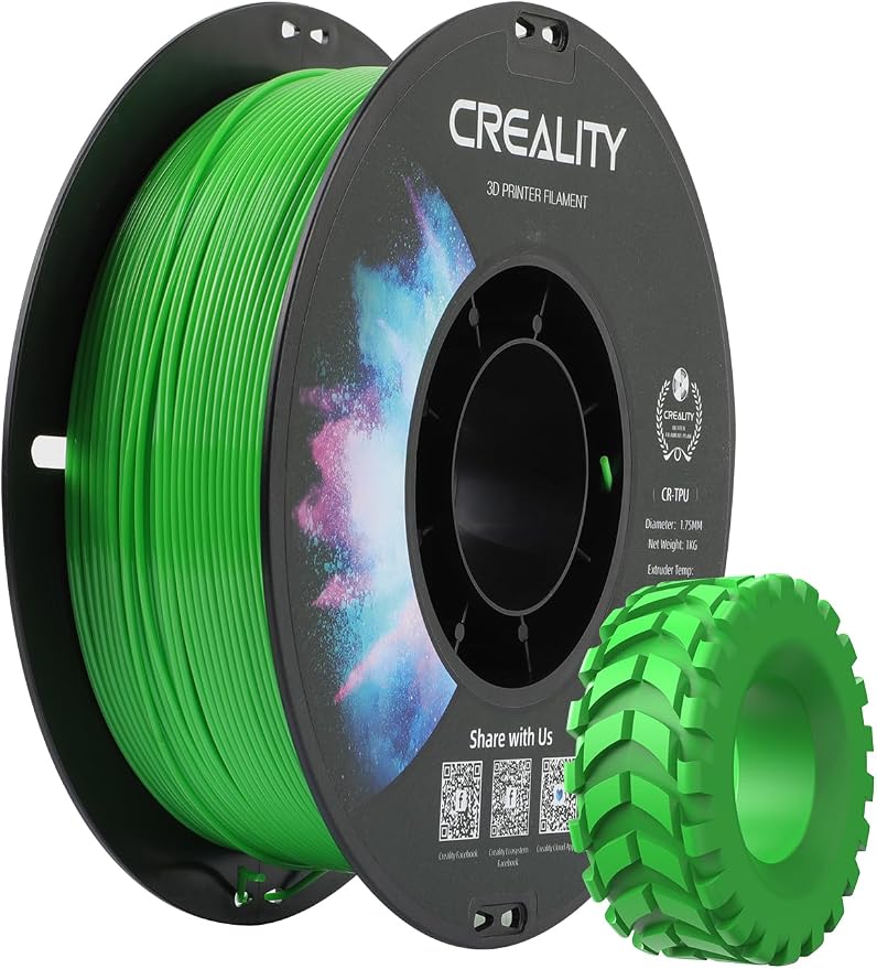Creality TPU 95A Filament 1.75mm, 3D Printing High Hardness & Resilience, Soft Adhesive Material, Elastic, 1kg(2.2lbs) TPU Filament 1.75 for 3D Printer (Green)