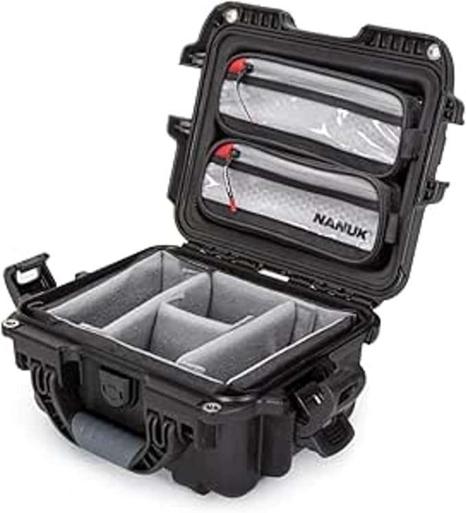 NANUK 905 Pro Waterproof Hard Case with 2-Pocket Lid Organizer and Padded Divider, Black