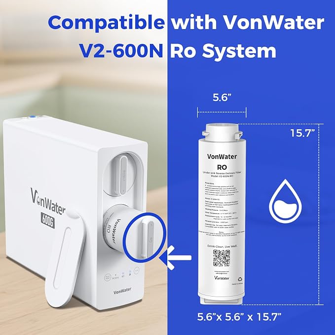 𝟲𝟬𝟬𝗚 𝗥𝗢 Filter Replacement, for 𝗩𝟮-𝟲𝟬𝟬𝗡 Undersink Reverse Osmosis System, NSF/ANSI 372 Certified,18-24 Months Lifetime, Reduce TDS PFAS